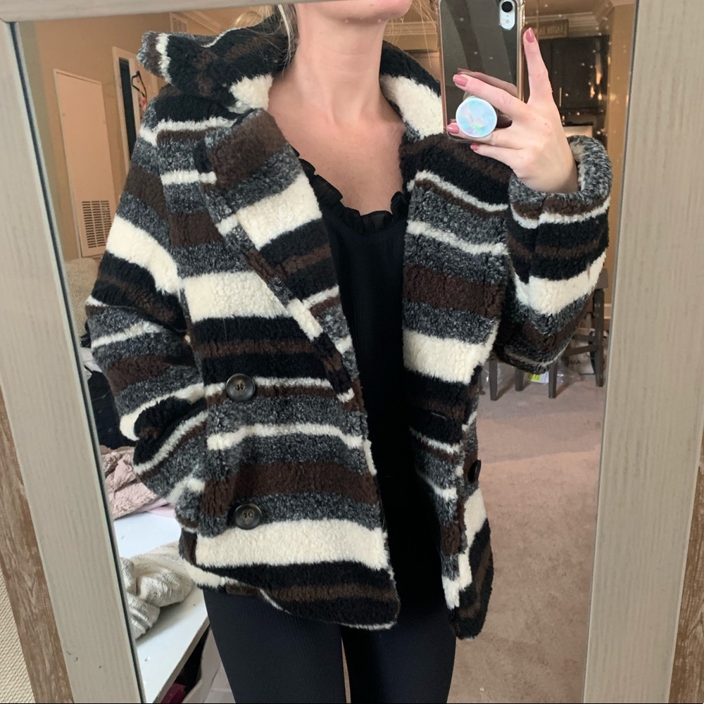 Olivaceous Striped Teddy Coat